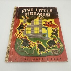 Vintage 1948 Five Little Firemen Little Golden Book Margaret Wise Brown Gergely